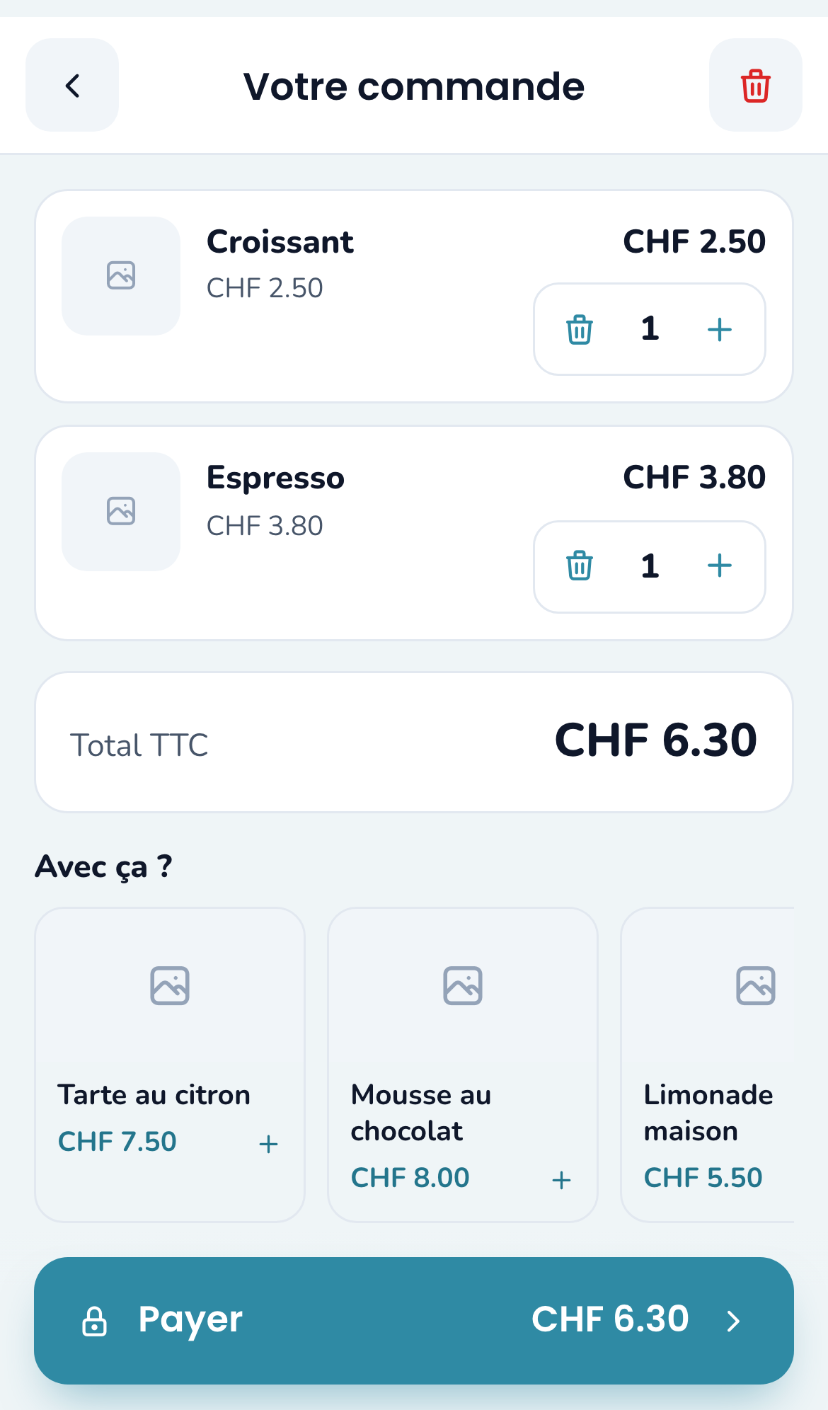 Le panier du client