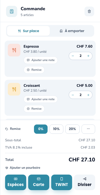 Ticket prêt à encaisser