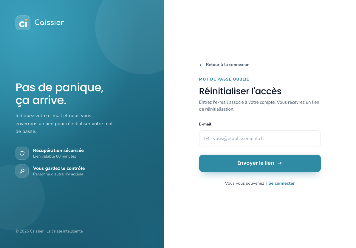 Page Mot de passe oublié
