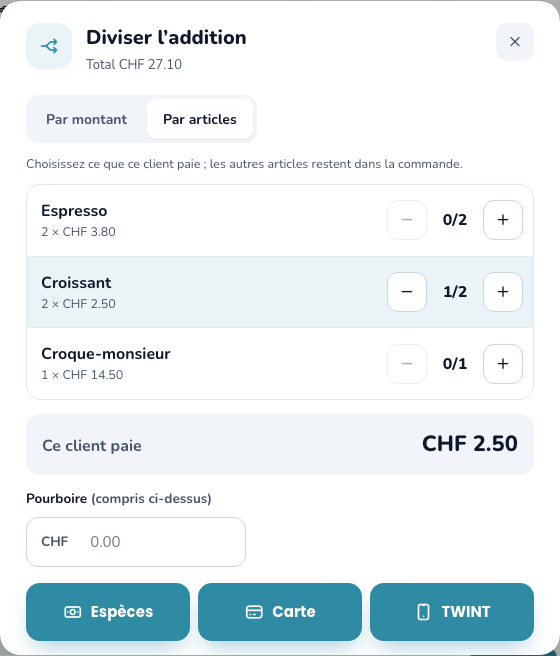 Diviser l’addition