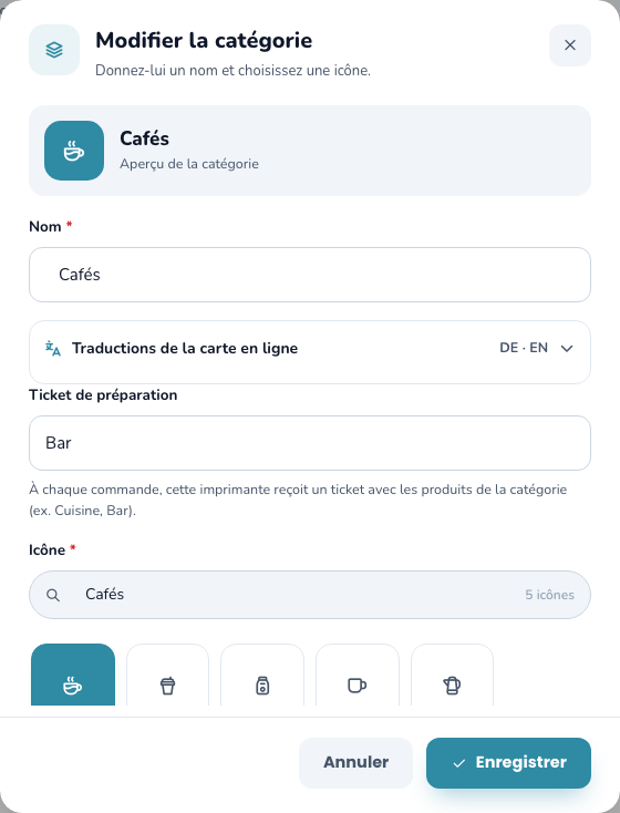 Une catégorie et ses produits