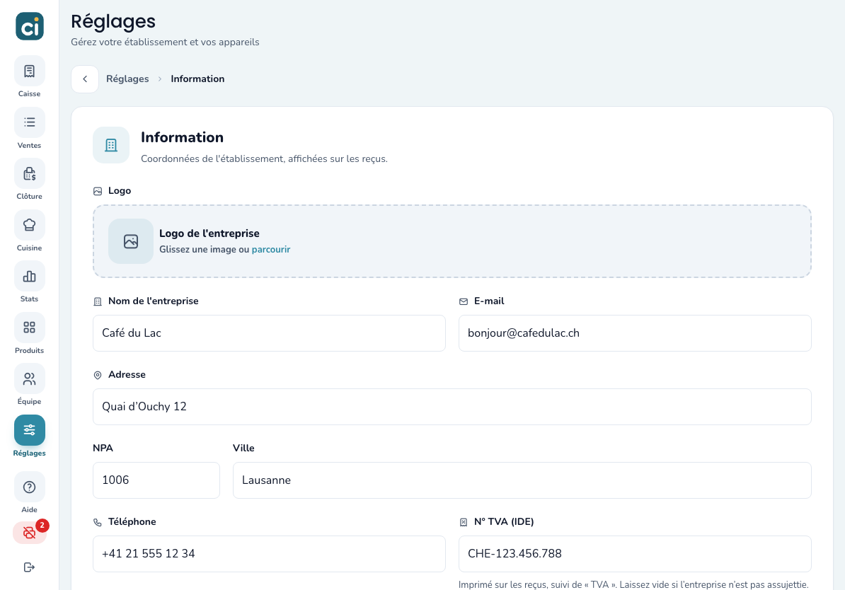 Réglages › Information