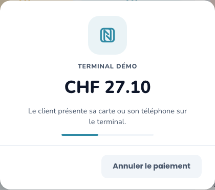 Encaissement sur le terminal : le client présente sa carte